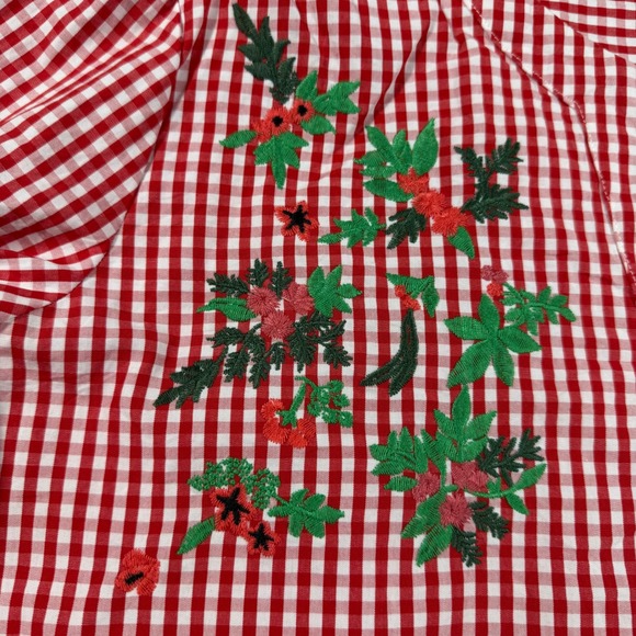 Marc New York Andrew Marc Red Gingham Embroidered Bell Sleeve Top Womens‎ XL - Picture 4 of 10